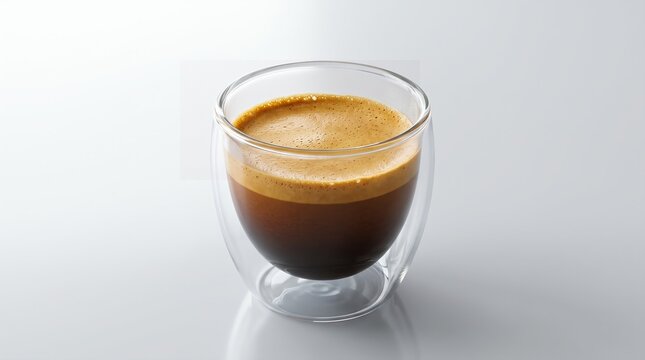Hot Espresso Coffee in Double Wall Glass Cup