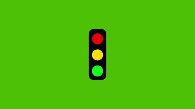 Traffic signal light icon. red green and yellow light. Road safety traffic control light icon animation.