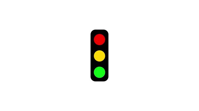 Traffic signal light icon. red green and yellow light. Road safety traffic control light icon animation.