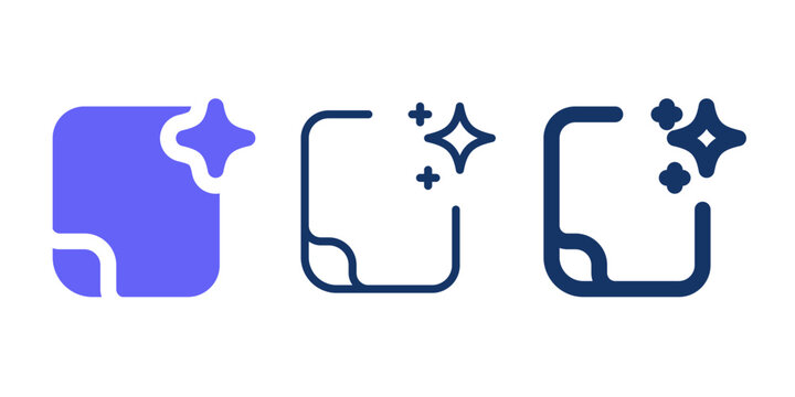 AI document processing line icon vector. AI file with sparkles vector glyph icon.
