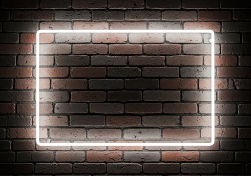 Empty rectangular frame in brick wall