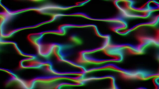 A seamless looping abstract background featuring colorful wavy lines on a dark surface.