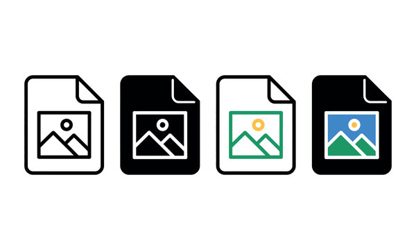 Flat design document icons with mountain landscape preview