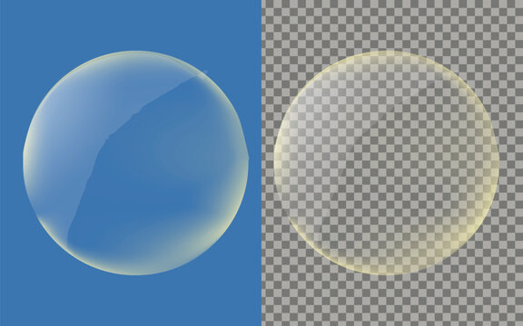 Realistic Transparent Glass Bubble Vector Illustration Isolated on Transparent Background