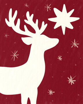 Festive Christmas reindeer silhouette with stars