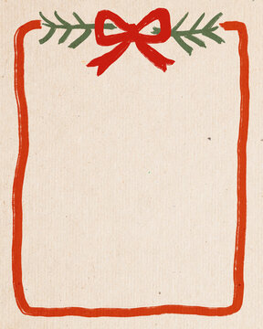 Festive Christmas border illustration with red bow