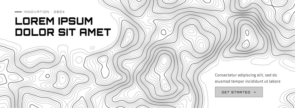 Topographic layer pattern with digital line map and topographic. Contours abstract world terrain featuring nautical ocean sea. Vector design 3d topo illustration showcases geographical.