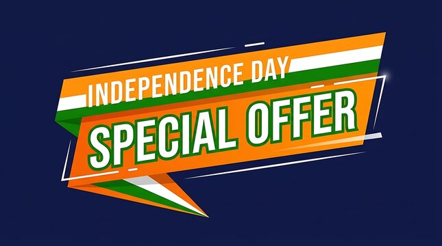 Happy independence day special offer banner with indian tricolor flag design for promotional marketing campaigns