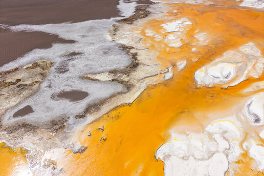 Aerial salt lagoon patterns in Salar de Pujsa, Chile