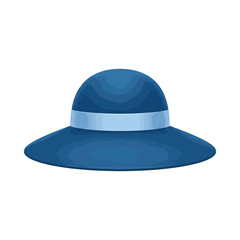 Fototapeta premium Elegant Blue Wide Brim Sun Hat Vector Illustration