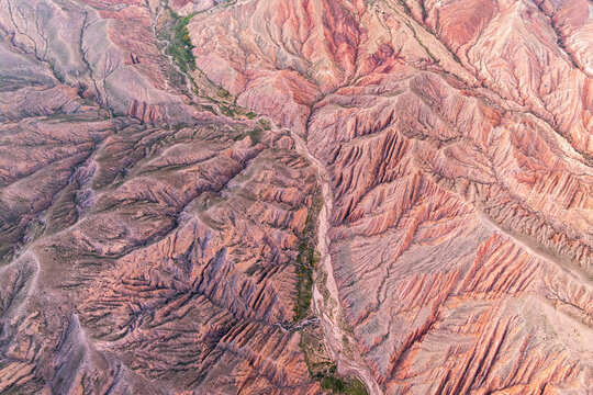 Aerial view of colorful eroded mountain at Hornocal