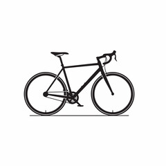 Obraz premium Sleek Black Road Bicycle Silhouette Isolated on White Background for Sports and Fitness Concepts