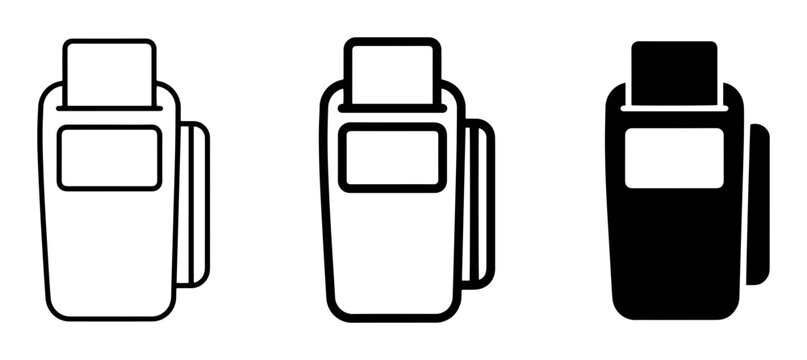 Payment terminal silhouette icons, credit card reader set, business finance