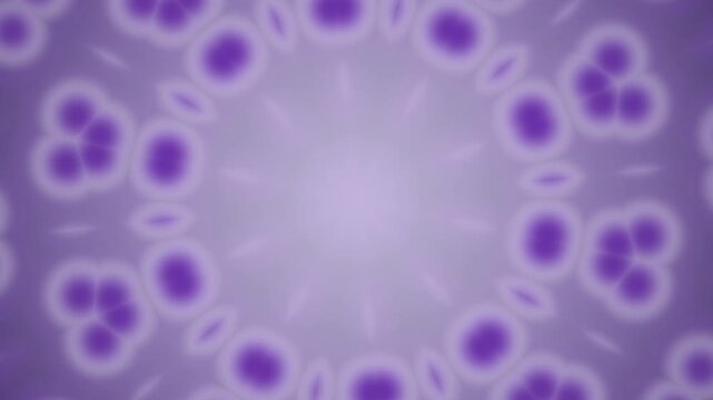 A seamless purple floral pattern rotates continuously in a kaleidoscope style loop