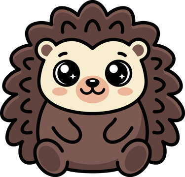 Cute cartoon hedgehog character illustration for a kids coloring book page with simple bold outlines and white background