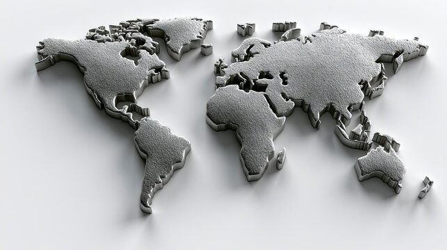 Global Map Representation with Metallic Texture and Shadows.