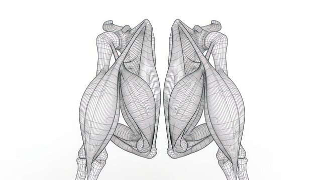 Anatomical illustration of human leg muscle structure and bone detail