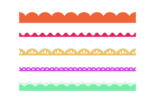 Colorful decorative borders for graphic design projects on transparent background