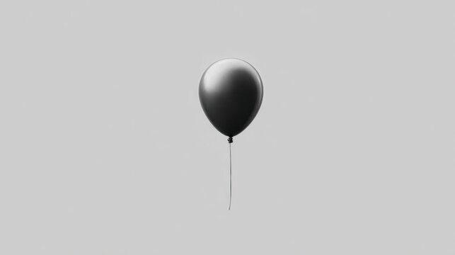 Single black balloon floating in empty space