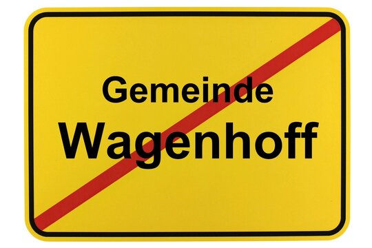 Illustration eines Ortsschildes der Gemeinde Wagenhoff in Niedersachsen	