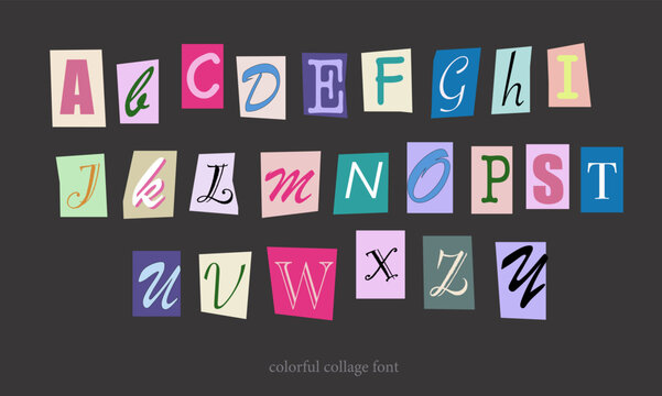 Letter collage font alphabet paper text cut scrapbook element handwriting. English magazine written vector hand newspaper pencil detective handwritten note scribble type typography school.