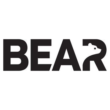 Minimalist bear word logo design with creative negative space animal silhouette