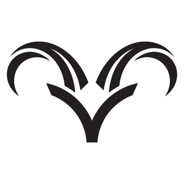 Black ram horn symbol stylized tribal icon design for logo or tattoo art
