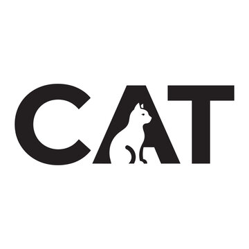 Minimalist cat logo design with negative space silhouette of a sitting cat inside the letter a