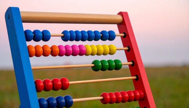 Colorful wooden abacus with beads symbolizing traditional counting tool and tactile math learning