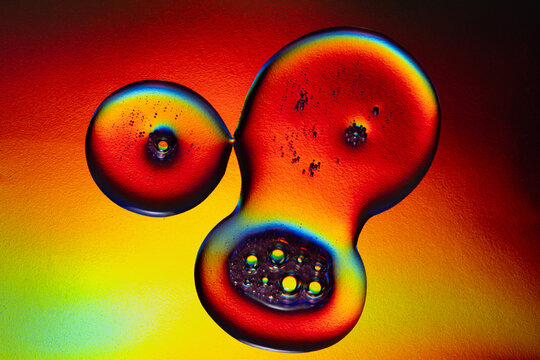 Vibrant neon bubbles create colorful abstract art