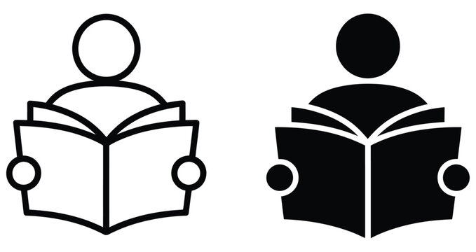 Book Reading Icon Set Representing Reader Education Learning Library Study and Academic Knowledge Symbols vector design