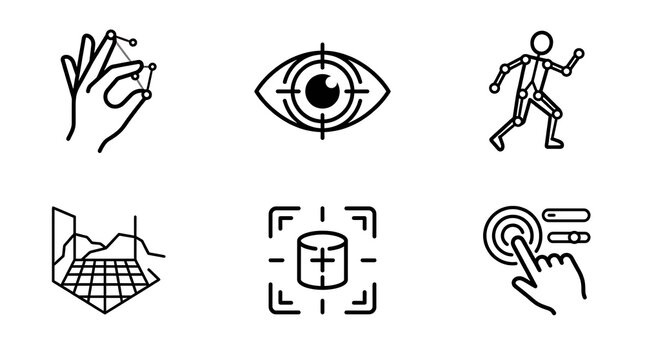 Augmented Reality and Motion Tracking Line Icons