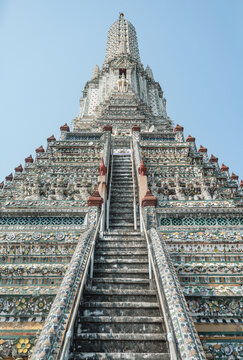 Wat Arun Temple staircase leading to ornate spire