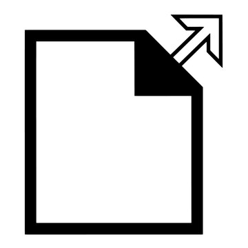 External link icon representing a document export or opening new tab action with external, document
