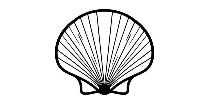 Seashell line art illustration isolated on transparent background showing organic coastal nature patterns beach collection marine life summer ocean icon.