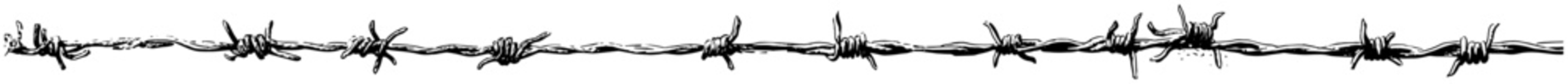 Hand Drawn Barbed Wire Border Illustration, Vintage Security Fence Vector, Ink Sketch of Prison Wire Boundary Design Element