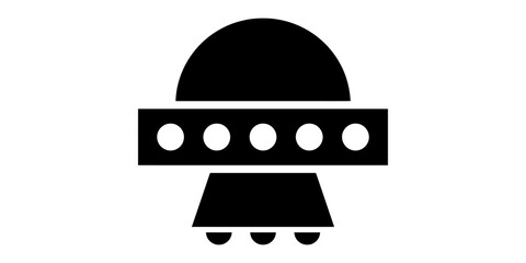 Unidentified flying object black icon ufo spacecraft illustration alien transport silhouette futuristic extraterrestrial technology spaceship design. © Shan masih