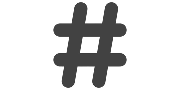 Hashtag symbol flat icon isolated on white background representing social media engagement internet tagging digital communication trend marker sign for web design.