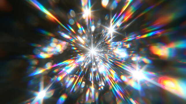 Bright Light Burst with Rainbow Prism Rays