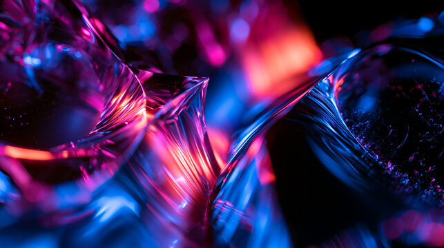 Abstract Neon Light Refraction Digital Art Background