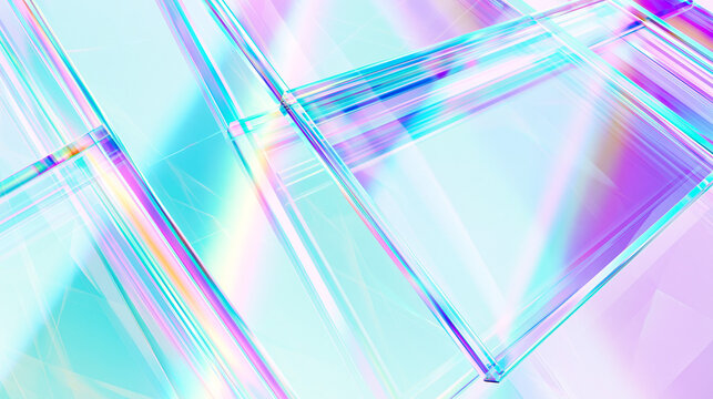 Abstract Holographic Light Rays Prism Refraction Background