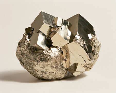 Pyrite Crystal with Sharp Edges and Reflective Surfaces