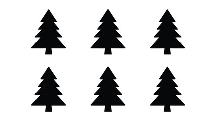 Obraz premium Six black christmas trees in a row