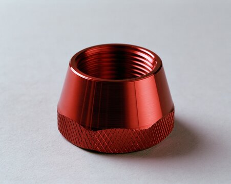 Red Aluminum Knurled Cap with Threaded Interior