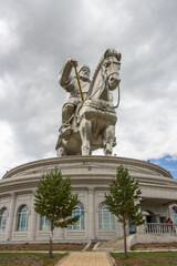 Obraz premium Low Angle View of the Genghis Khan Equestrian Statue Monument in Tsonjin Boldog, Mongolia