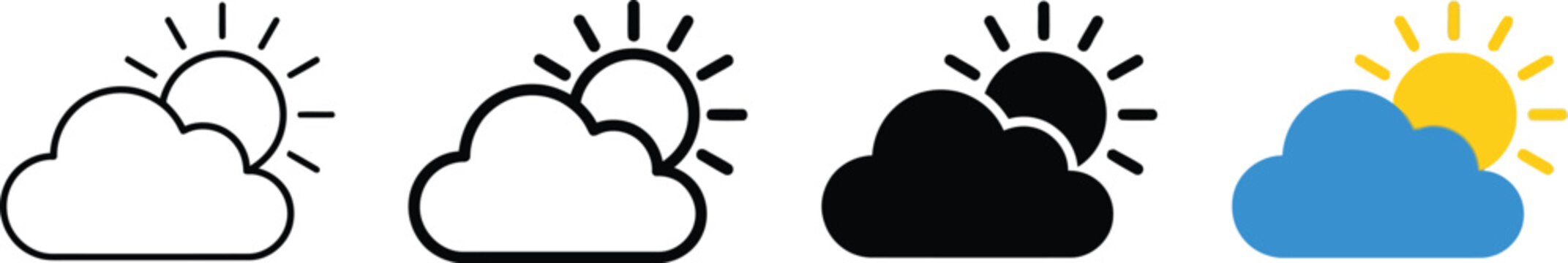 Sun behind cloud weather icon set vector illustration