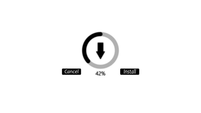 Circular download progress indicator with a downward arrow and nineteen percent completion status displayed on a plain white background interface