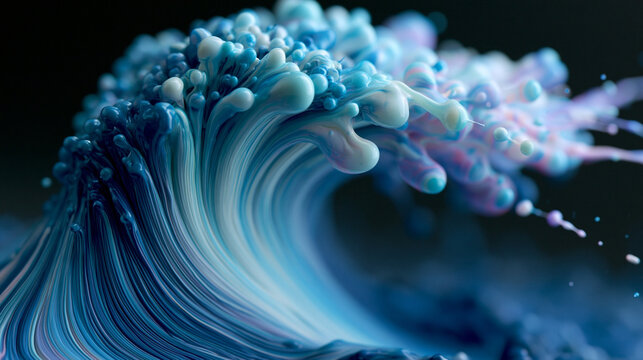Abstract Fluid Art with Flowing Blue Tendrils