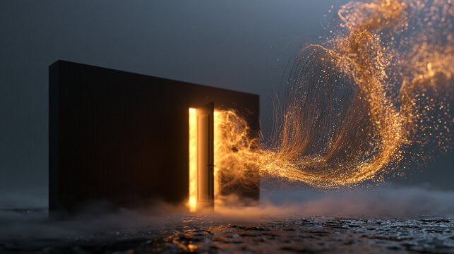 Golden Light Bursting Through Doorway Portal