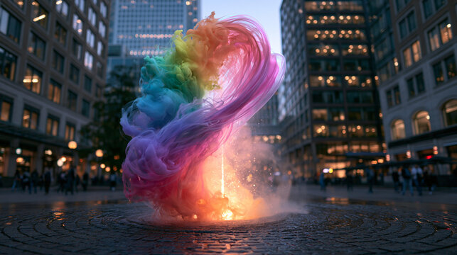 Colorful Energy Burst in Urban City Street